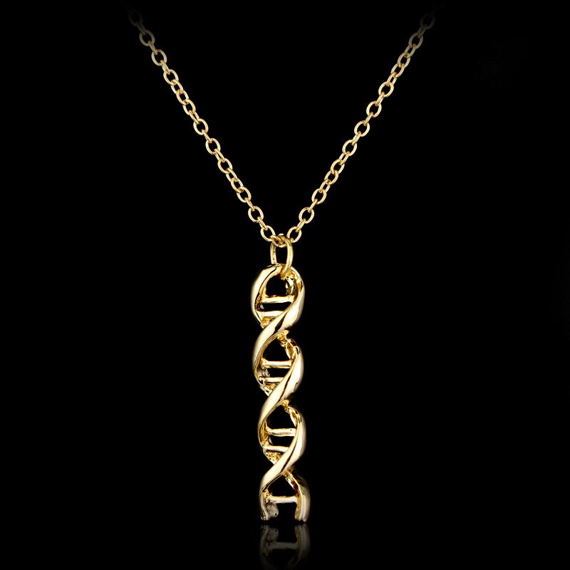 Chemische Moleculen Ketting DNA Biochemie Moleculaire helix Hanger Kettingen Voor Vrouwen Biologie Science Sieraden Leraar: gold