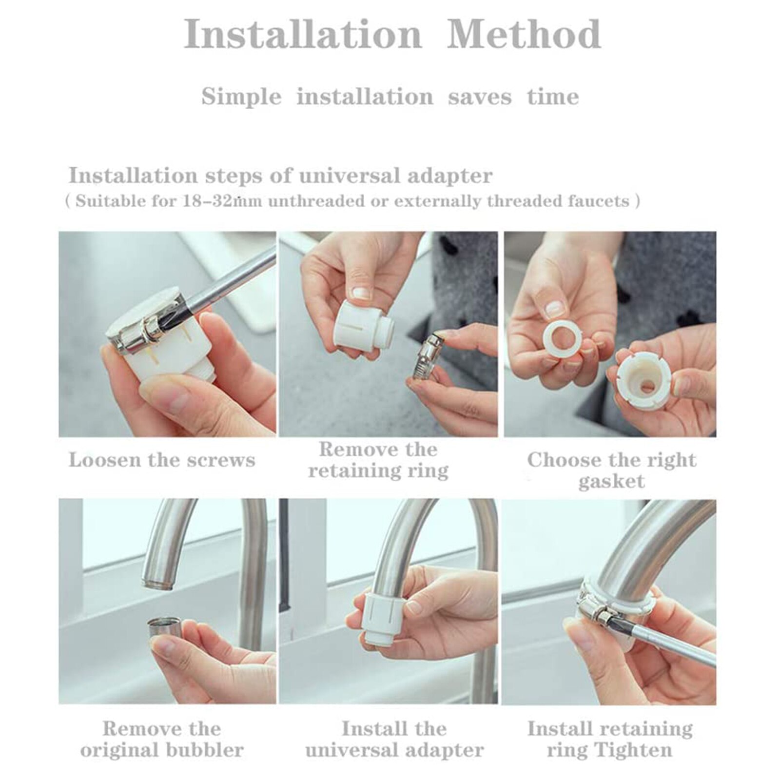 Movable Faucet Sprayer Head 360 Degree Swivel Water Saving Kitchen Sink Convenient Faucet Filter Nozzle With 2 Adjustable Modes