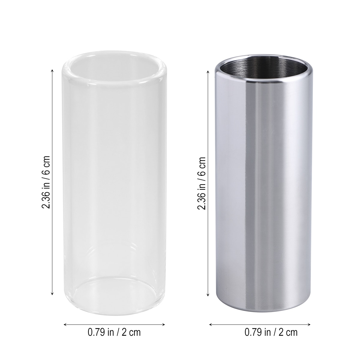 2 Pcs 60MM Glass Slide And Stainless Steel Guitar Bass Slide Medium Bottleneck Slid Guitar Accessories