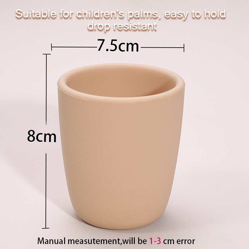Taza de agua para bebé, vaso portátil de silicona para alimentación infantil, de grado alimenticio, Color sólido