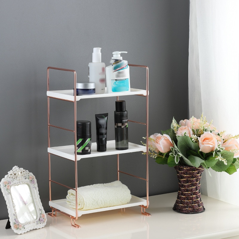 Bathroom Organizer Washroom Vanity Shelf Storage Rack Corner Caddy Tooth Stand Holder Bathtub Tray Adjusted layer Height