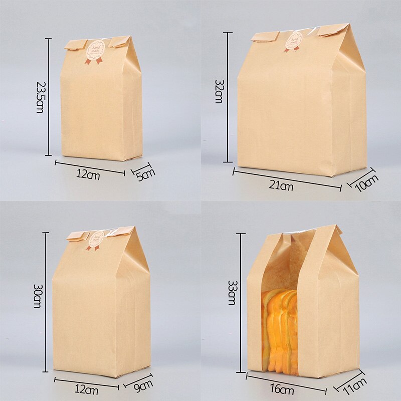 5pcs Kraft Paper Bag Bags Packaging Biscuit Candy Food Cookie Bread Seen Snacks Baking Takeaway Bags Packaging Paper Bag
