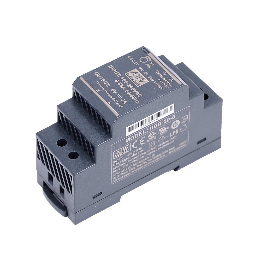 Original Mean Well HDR-30-5 DC 5V 3A 15W meanwell Ultra Slim Step Shape DIN Rail Power Supply