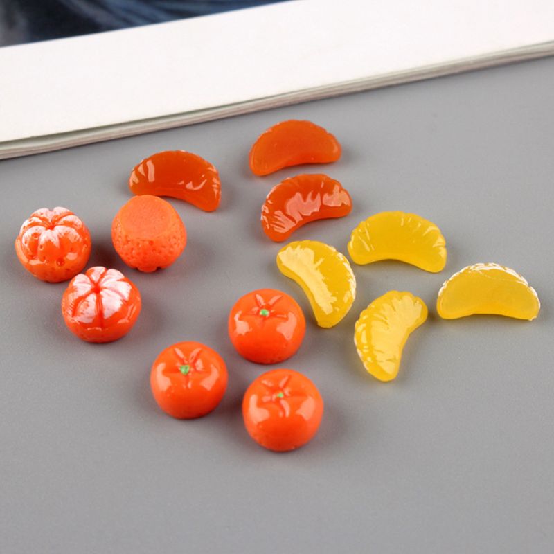 50Pcs Cute Mini Orange Petals Fruit Resin Flat Back Cabochon Miniature DIY Charm