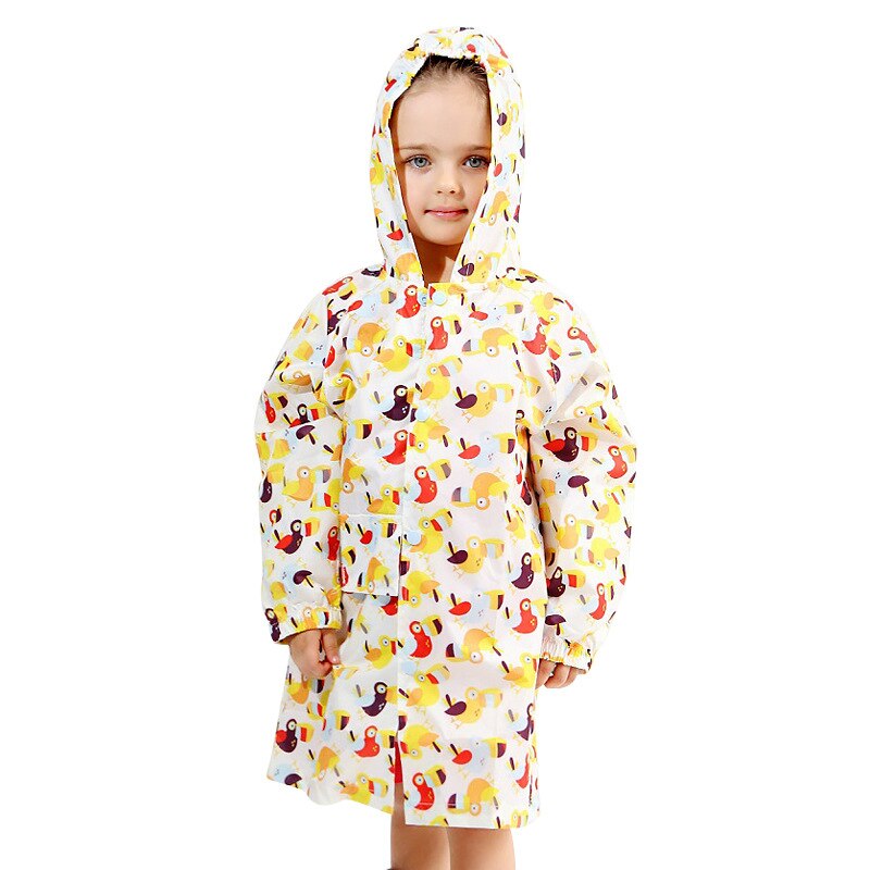 Paraguas para niños, chubasquero para niños con dibujos animados, chubasquero infantil para niños y niñas, impermeable primario para bebés, elástico sl: Toucan / XL