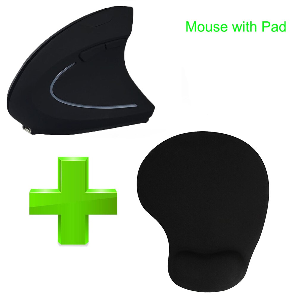 CHYI Ergonomic Vertical 6D Mouse Wireless Rechargeable Gaming Mice Gamer 1600DPI Optical Mause With Wrist Rest Mouse Pad: Right-hand with pad 