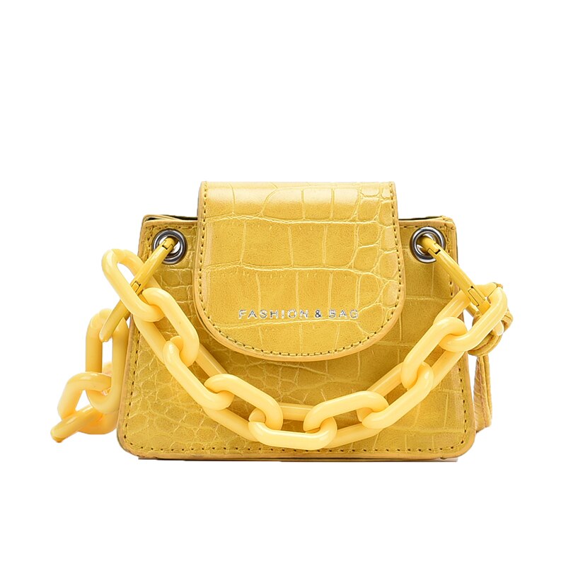 Handtaschen für frauen solid krokodil PU Leder umhängetaschen für frauen Mini frauen Schulter Umhängetasche: Gelb