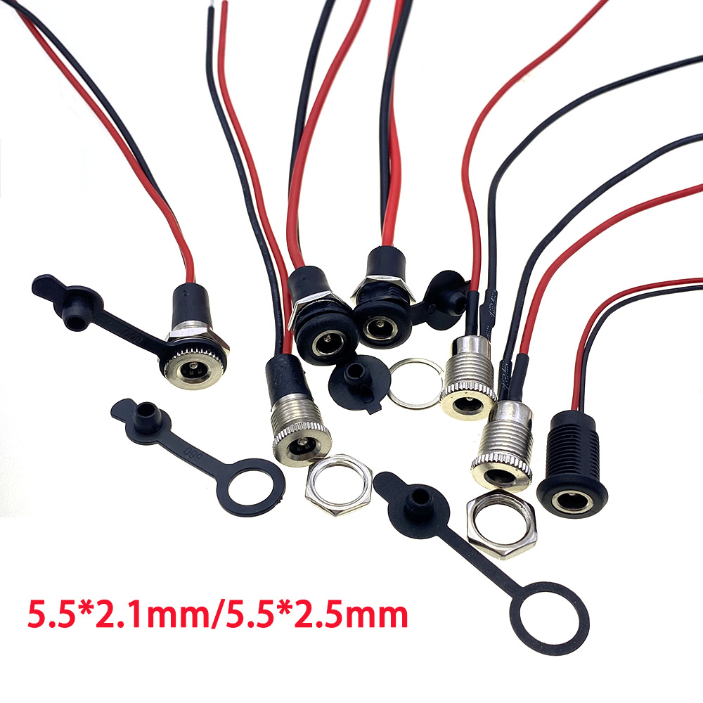 Battery DC Power plug connector for diy dc waterproof jack connector 5.5 X 2.1 mm 5.5X2.5mm with Wire Turmera