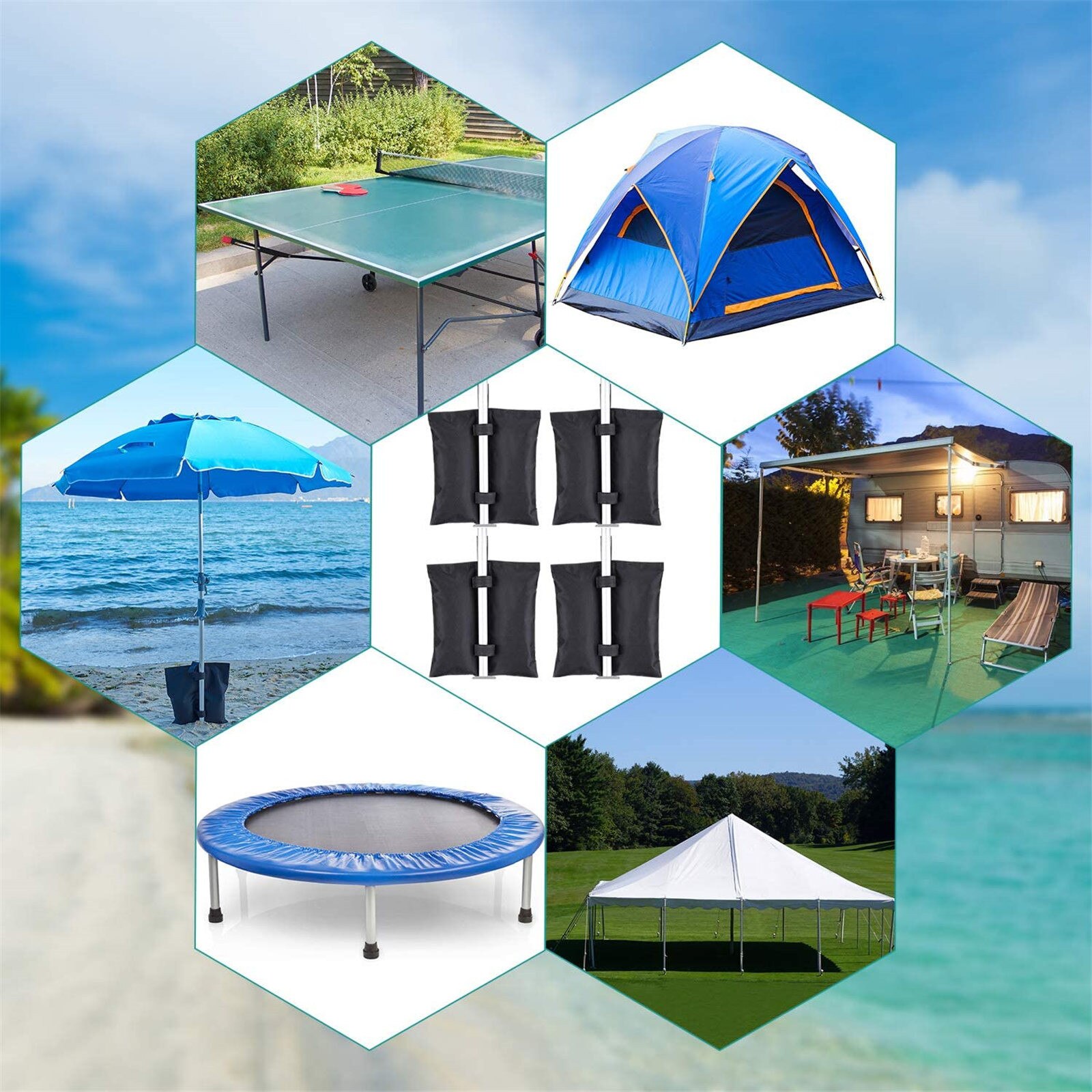 Garden Gazebo Foot Leg Feet Weights Sand Bag For Marquee Party Tent Set Of Heavy Duty Industrial Grade 600D Legs