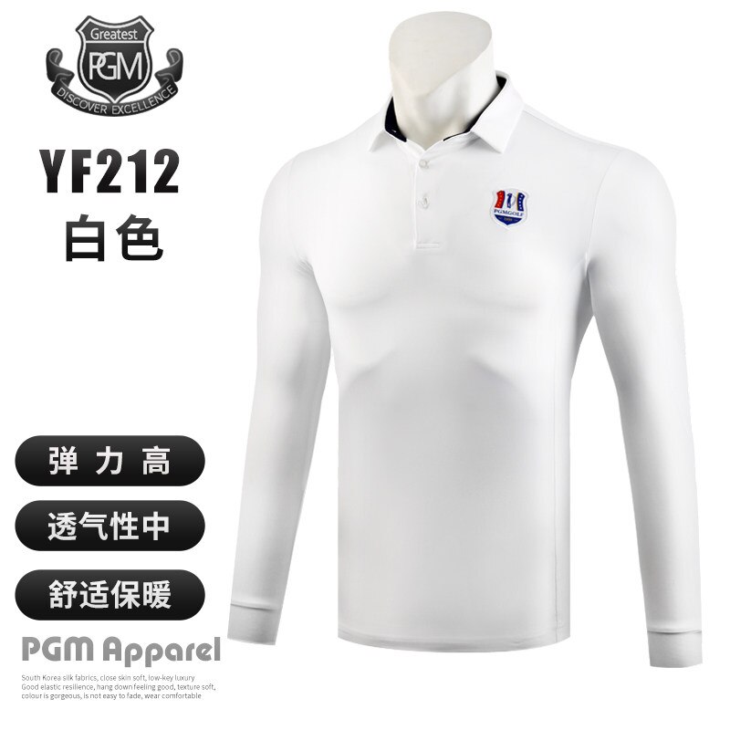 Autumn Winter Men's Long-sleeved T-shirt Competition with The Same Ball Clothing Golf Clothing Soft Comfortable White/Navy M-XXL: White / XXL