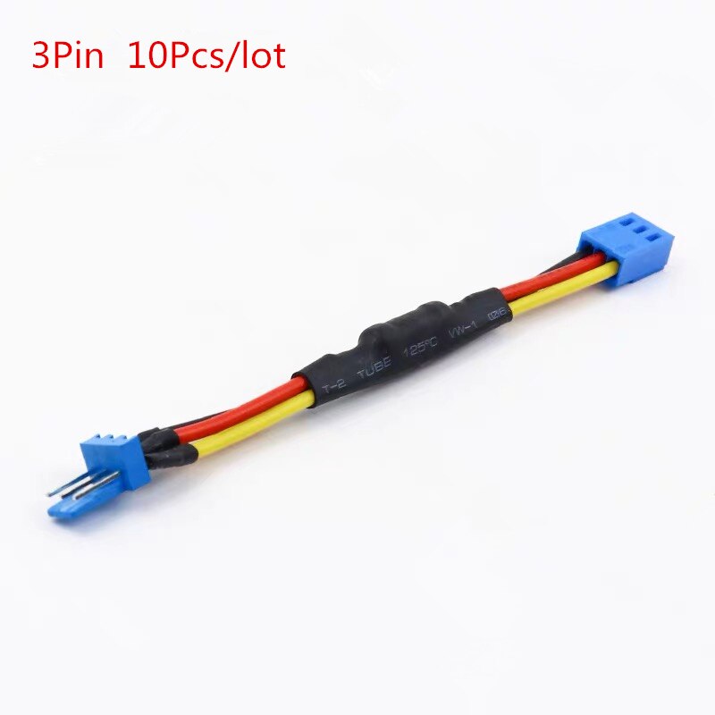 10 sztuk/partia rezystor wentylatora kabel 3 / 4 Pin męski na 3 / 4Pin złącze żeńskie zmniejszyć PC CPU wentylator prędkości hałas rezystor spowolnić kabel: 10pcs 3pin  blue