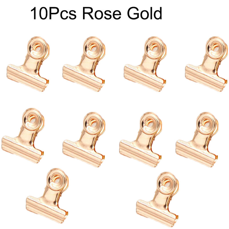 10Pcs Mini Bulldog Clips 22mm Metal Hinge Clips Stainless Steel Paper Binder Clamps For Tags Bags Shops Office Home Kitchen: Antique Brass