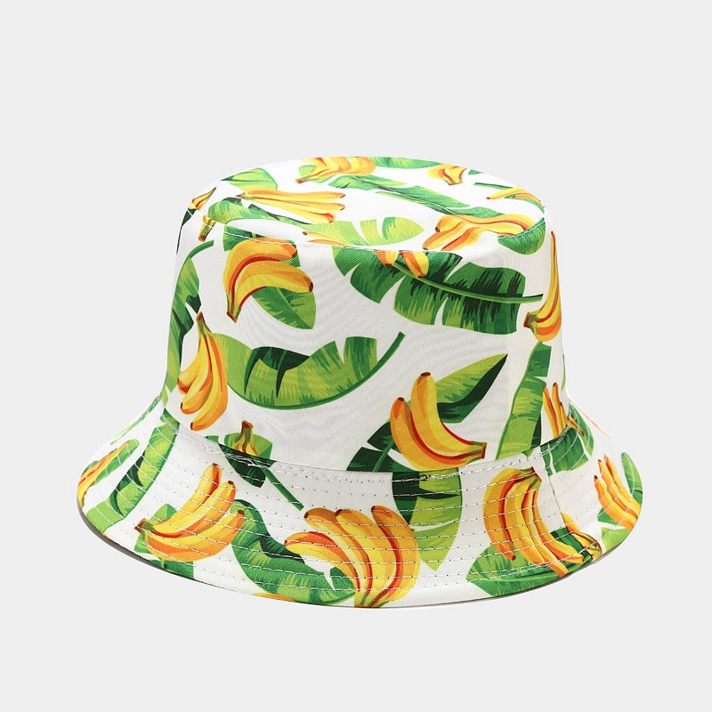 Chapeau Bob à imprimé banane pour femmes, style pastèque, réversible sur les deux côtés, idéal pour les loisirs, printemps été: banana