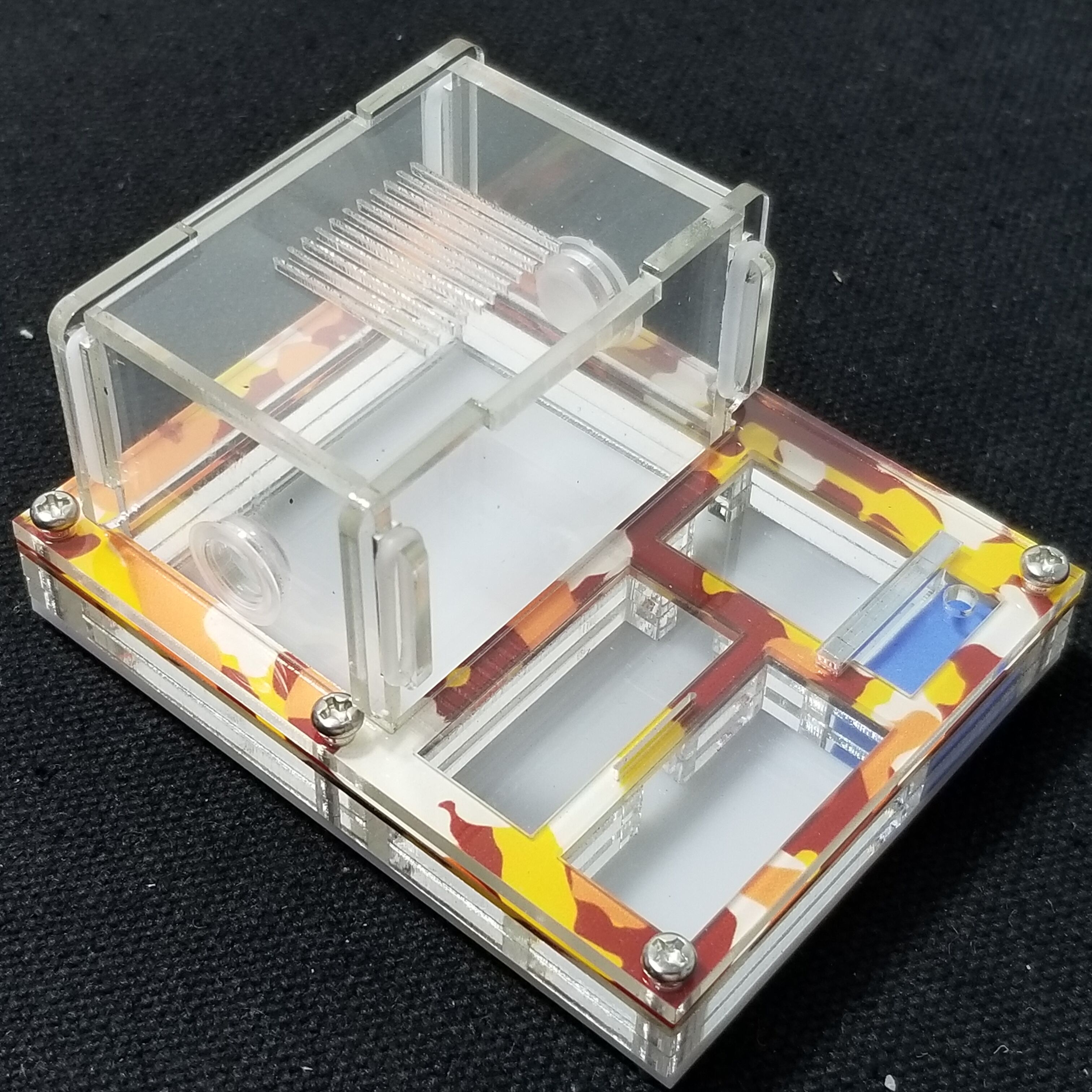 mini DIY akrylowe płaskie farma mrówek gniazdo mrówek z obszarem karmienia mrówka dom dla królowej mrówka układanie jaj mrowisko ze strefą nawilżania