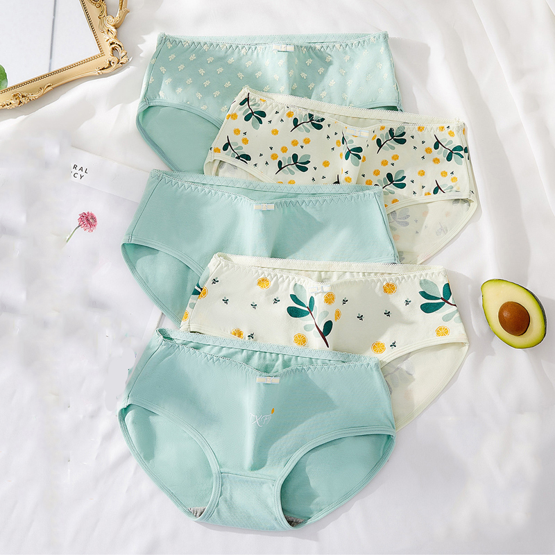 5 uds. Calzoncillos con estampado bonito para chicas jóvenes, bragas de algodón, ropa interior transpirable para mujeres, calzoncillos sexis de tiro bajo para mujeres, lencería femenina