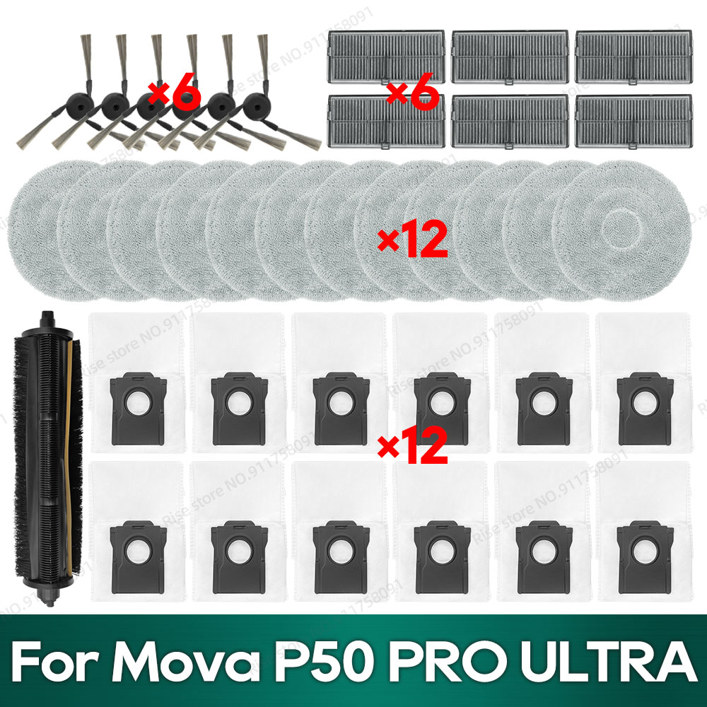 Compatibile con Mova P50 pro ultra, Mova P10 pro ultra, MOVA P10 ultra Accessori Tricut spazzola Filtro Hepa Mocio Sacchetto per la polvere in tessuto