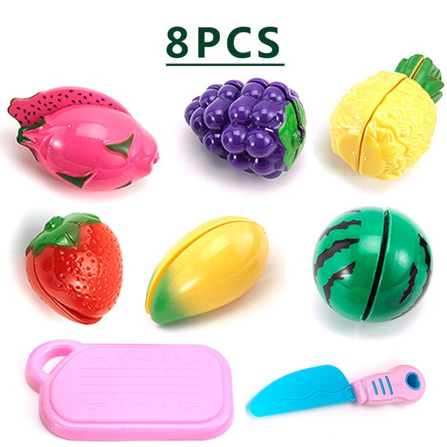 10 PCS Pretend Play Plastic Voedsel Speelgoed Snijden Fruit Groente Voedsel Pretend Play Kinderen Voor Kinderen: Grijs