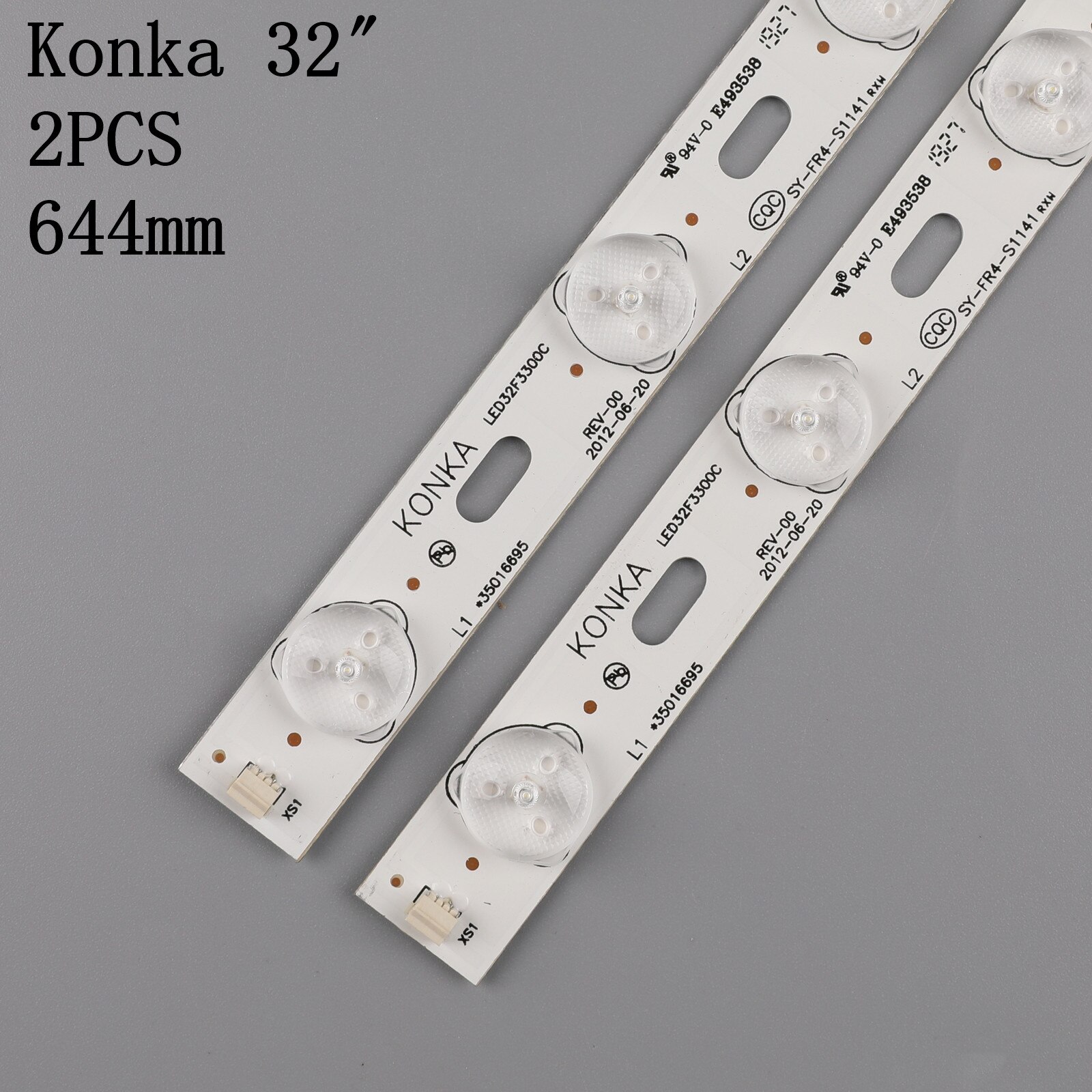 2pcs x 32 inch LED TV Backlight Lens Strips LED32F3300C 35016695 IC-BKKL32D019 for 32'' Konka 12-LEDs 644mm