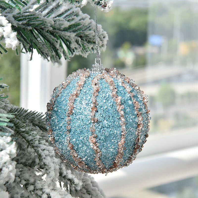 8cm lyxiga julkulor kristall glitter paljetter skum xmas tree hängande hänge xmas ball år fest dekorer