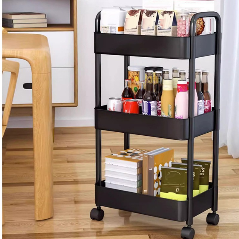 3/4/5Tier Multi-Functional Storage Rack Heavy Duty Organizer Small Cart with Wheels Kitchen Bathroom Storage Trolley Snacks Rack