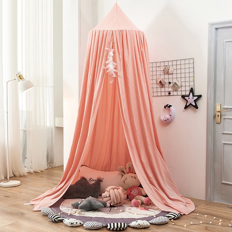 Katoen Kids Tent Baby Bed Luifel Klamboe Voor Crib Cot Netting Kinderen Meisjes Jongens Indoor Play Tent Huis Thuis decoratie: pink