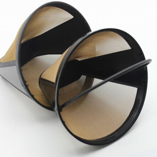 1pc Reusable Coffee Filter Stainless Steel Kitchenware Cone-Style Coffee Filter