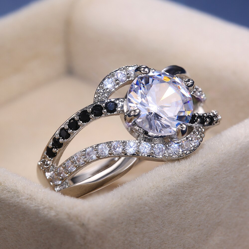 Huitan Newly Women Ring Engage Proposal Ring for Lover Bright Cubic Zirconia Party Birthday Rings Jewelry