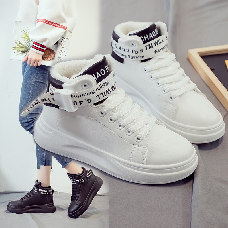 Dames casual schoenen rubber warme trend sneakers loafers winter zapatos mujer damesschoenen wit
