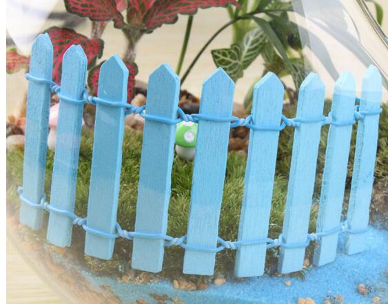 Multicolor Hout Hek Palissade Miniatuur Fairy Tuin Home Huizen Decoratie Mini Craft Micro Landschapsarchitectuur Decor DIY Accessoires: Sky Blue
