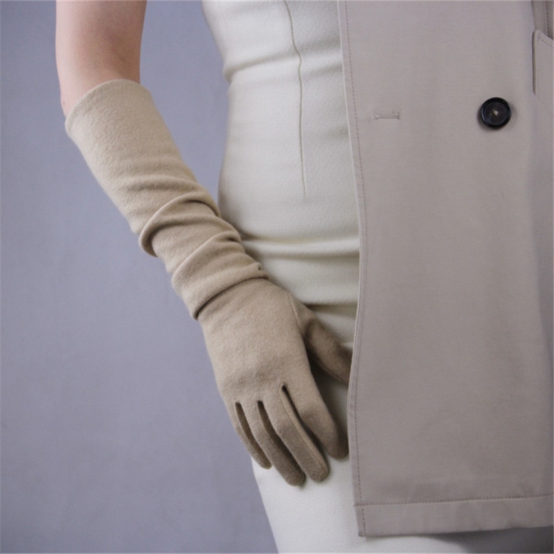 Cashmere uld kvinders handsker 50cm lange elastiske vintage aften vestido handsker kvindelig klassisk fransk stilfuld elegance  tb26-9