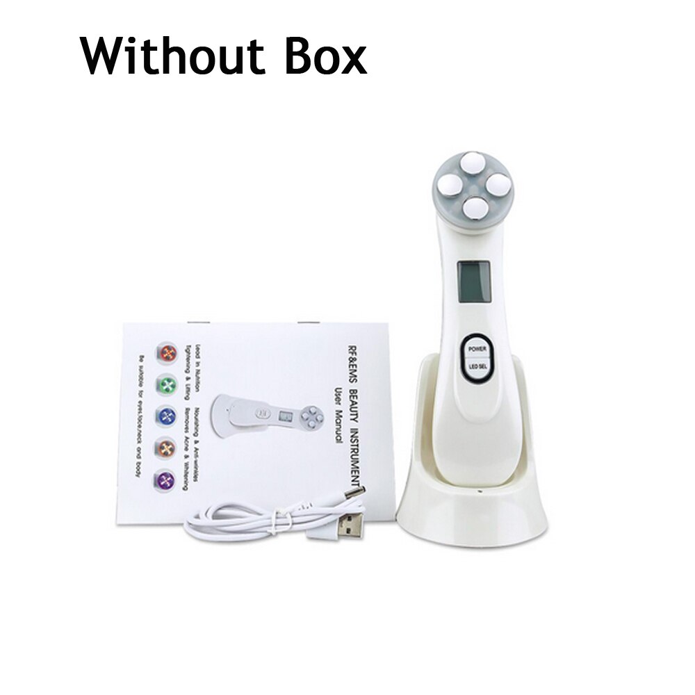 5 in 1 LED skin Tightening Device RF/EMS Mesotherapy Electroporation Beauty Radio Frequency LED Photon Face Skin Rejuvenation: White Without Box