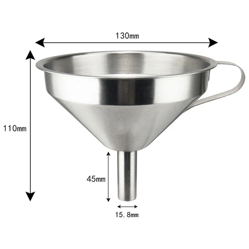Embudo de cocina de acero inoxidable 304, embudo de aceite líquido con colador, filtro de aceite de alimentos de Metal pequeño para botellas, utensilios de cocina: Transparente