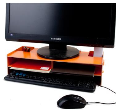 1 stuk houten desktop monitor verhoger tv standaard bureau organizer opbergdoos voor computer laptop: Oranje