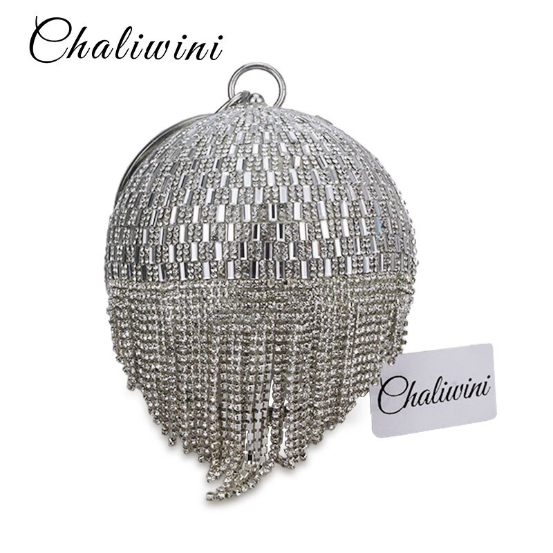 Gouden Diamant Kwastje Vrouwen Party Metalen Kristal Koppelingen Avondtassen Huwelijk Bruids Zak Schouder Handtas Polsbandjes Clutch Purse
