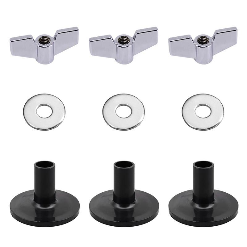 18 szt. Perkusja części zamienne robić talerzy akcesoria (3 szt. Talerze talerzowe + 3 szt. Nakrętki skrzydełkowe + 3 szt. Podkładki + 9 szt. Filcowe podkładki wełniane)