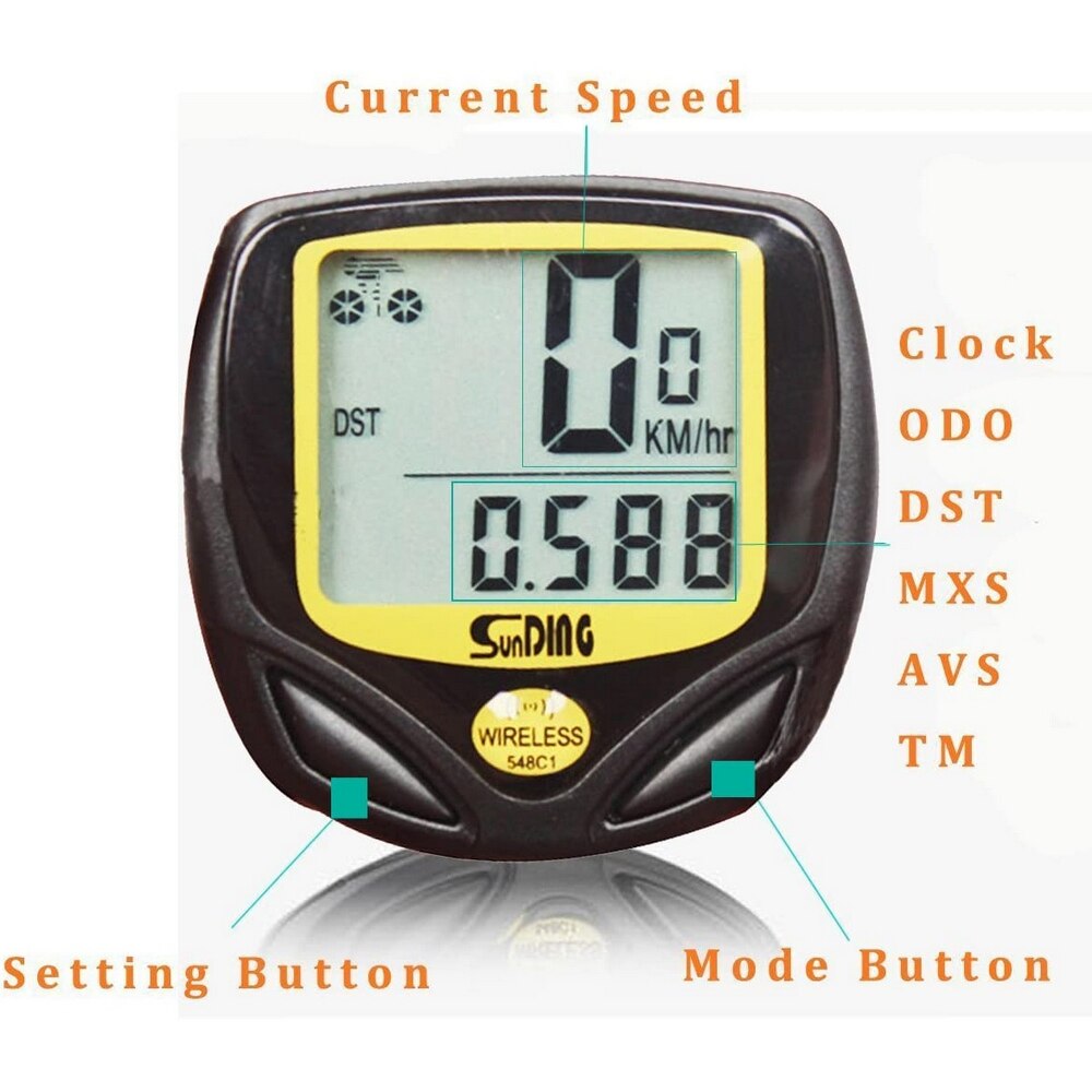 Draadloze Lcd Fiets Computer Waterdicht Fiets Snelheidsmeter Digitale Backlight Kilometerteller Klok Fietsen Stopwatch Fiets Accessoires