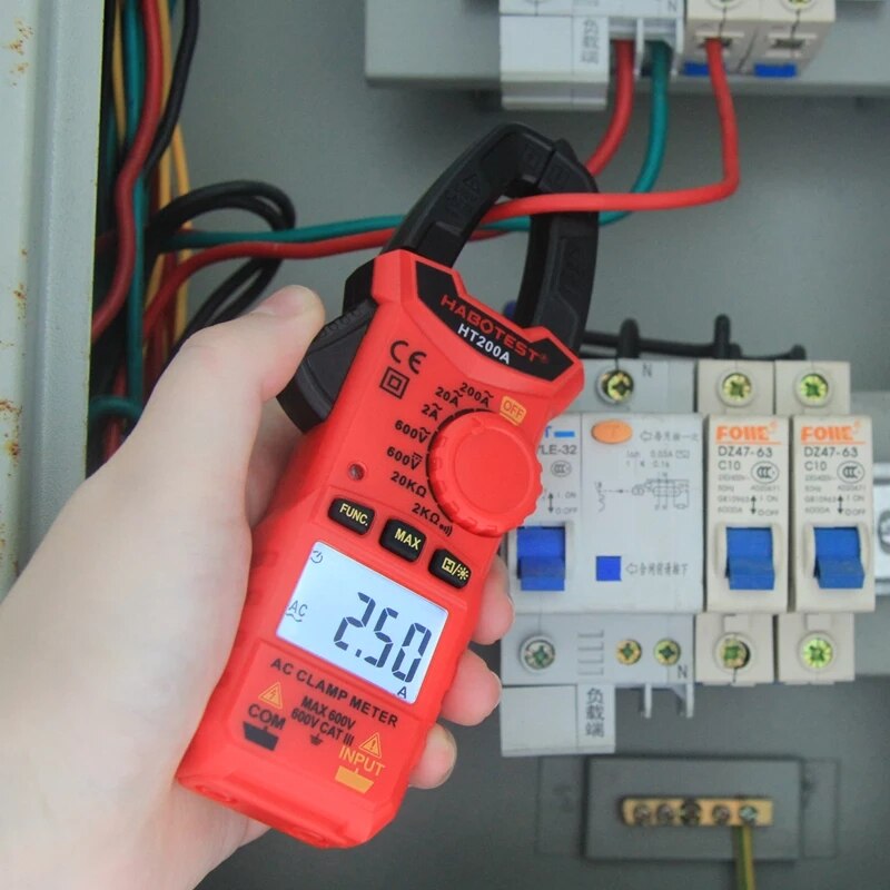 AC DC Mini Digital Clamp Meter Electrician Repair Tools Digital Multimeter Current Voltage Resistance Continuity Tester HABOTEST