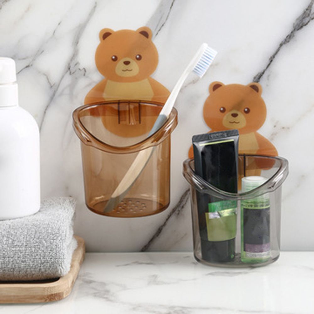 Cute Bear Toothbrush Holder Storage Rack Bathroom Accessories Set Toothpaste Holder Tooth Brush Stand Shelf Accessories