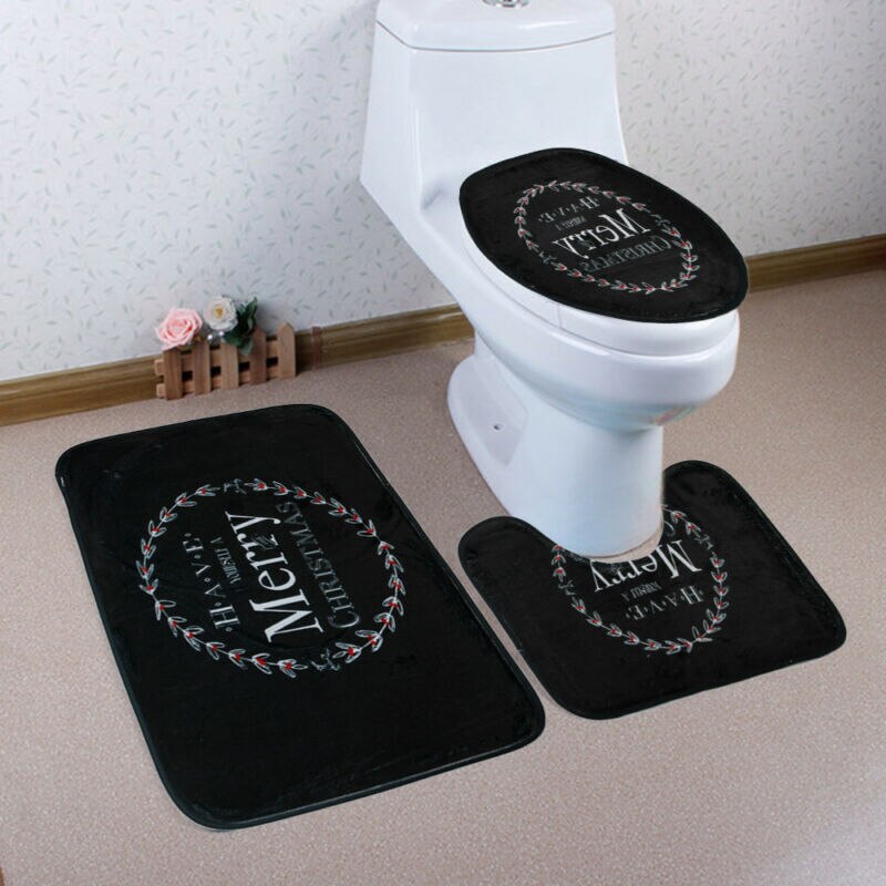 Badkamer Mat, Badkamer Anti-slip Mat, Kerst Toilet Mat Driedelige Set