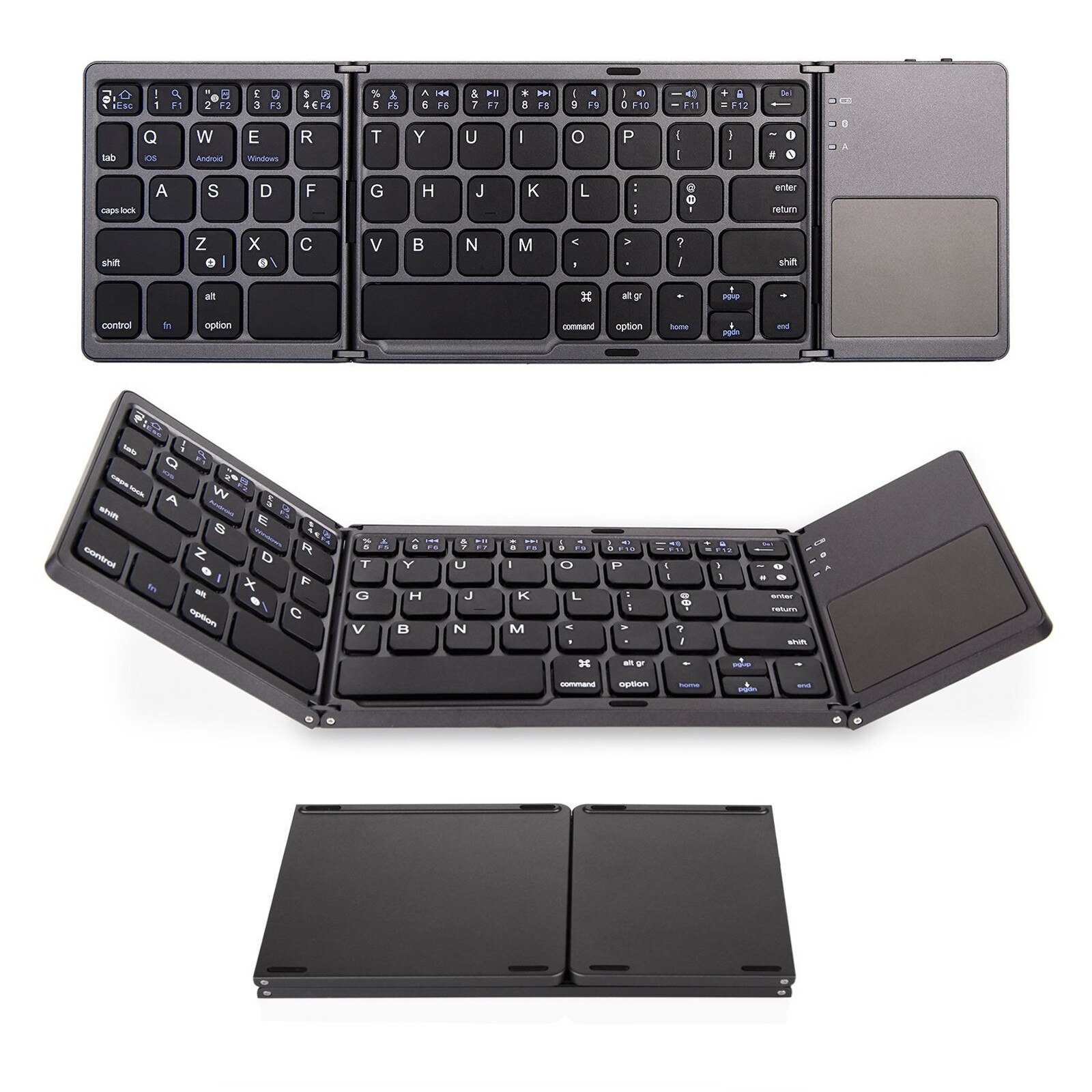 Foldable Wireless Bluetooth Keyboard Touchpad Portable UltraSlim Wireless Keyboards For PC Laptop Tablet Mobile Phone клавиатура: Black