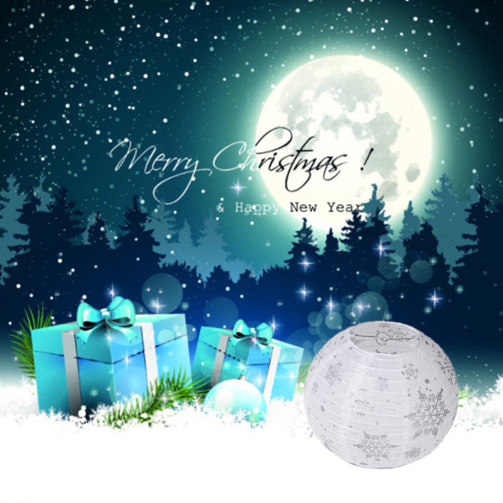 1Pc Christmas Snowflake Folding Lantern Paper Lantern Decorative Layout Prop Snowflake Pattern Blue