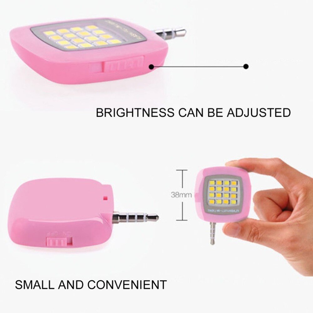 16 stücke LED Mini Flash Füllen Licht Für Handy Selfie Helligkeit Fotografie Lampe 3,5mm Helle LED Video Licht lampe