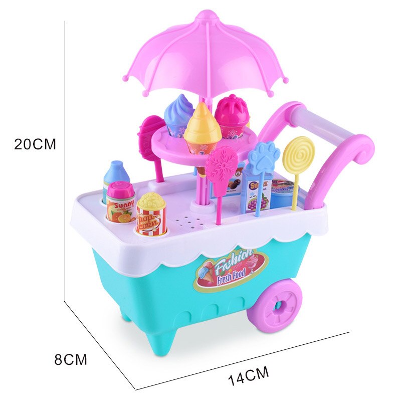 Children&#39;s Simulation Candy Ice Cream Small Cart Girls Cute Puzzle House Toys