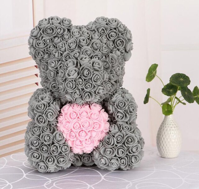 40 cm bear rose teddy bears flower rose bear DIY Christmas Valentine&#39;s Day: Gray