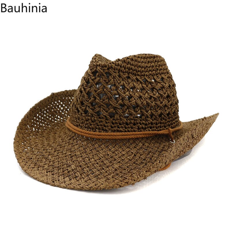 Sommer Sonne Strand Stroh Hütte Frauen Männer Breite Krempe Hüte Handgemachte lässig Westlichen Stil Cowboy Hütte
