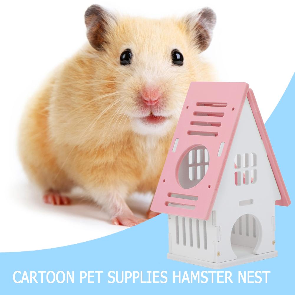 Sød træ hamster trappe hus udsigtsdæk stige små kæledyr rotte mus hytte rede kæledyr sove seng bjælkehytte dyrelegetøj