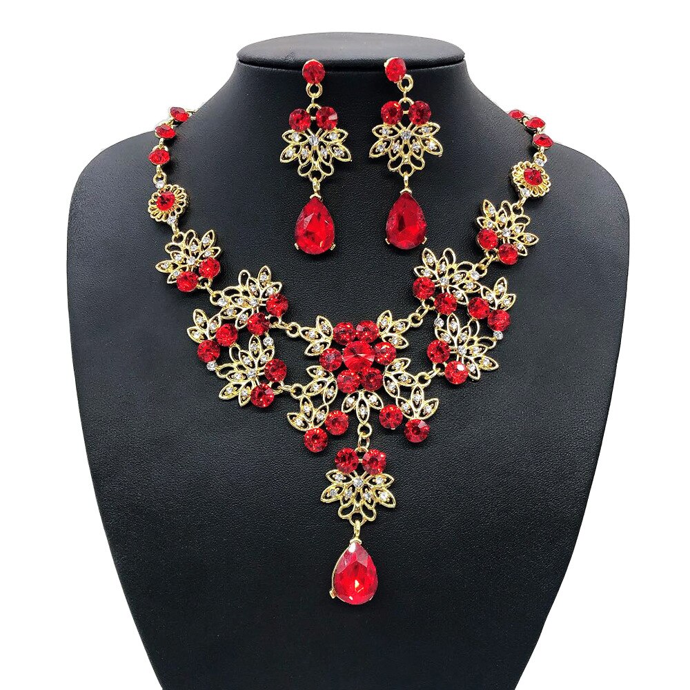 Ensemble de bijoux rétro Baroque pour mariée, collier, boucles d&#39;oreilles, diadèmes, couronne, vert, bleu, perles africaines