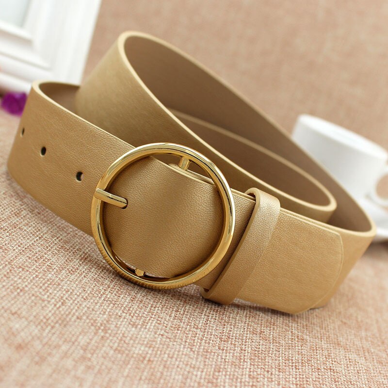 Mode Klassieke Ronde Gesp Dames Brede Riem Vrouwen Vrouwelijke Toevallige Lederen Riemen Voor Jeans Kemer f110