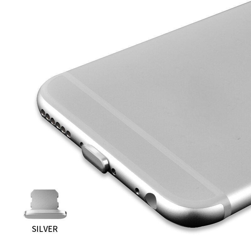 Anti Stof Plug Koptelefoon Jack Plug Voor Iphone X Xs 7 8 Plus Poort Opladen Jack Stopper Metal Anti Dust oplader Dock Plug Stopper: Silver