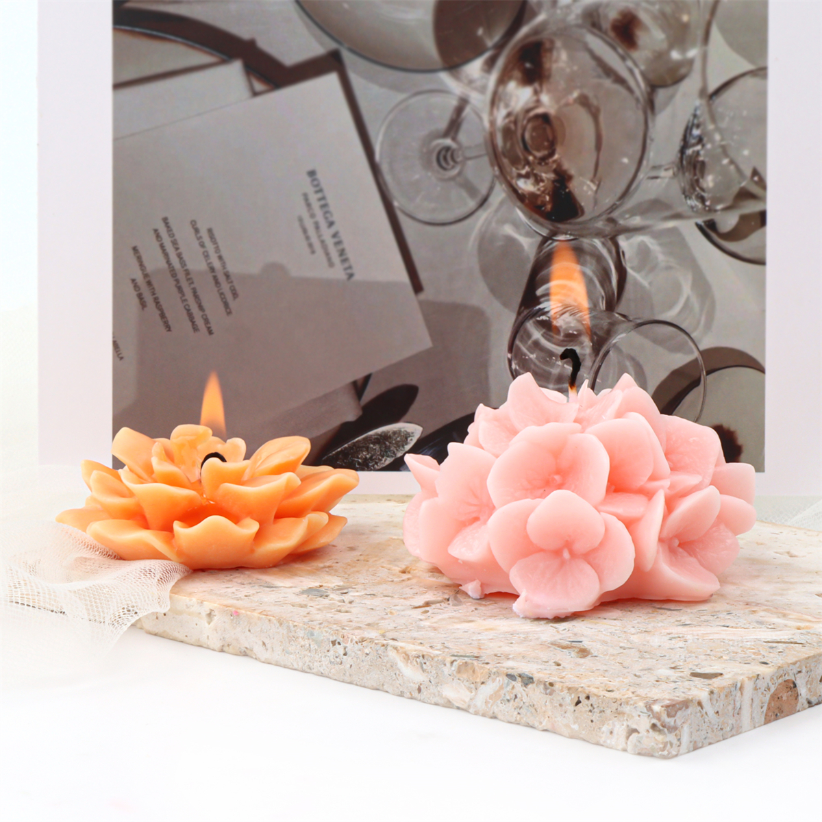 Siliconen hortensia bloemvorm voor decoratieve bloemstukken - plantenzeep en kaarsen maken boeket kleivormen